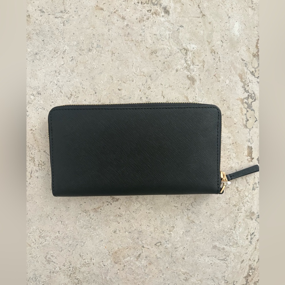 NEW! Tory Burch Emerson Zip Continental Black Leather Zip Wallet - Picture 2 of 8
